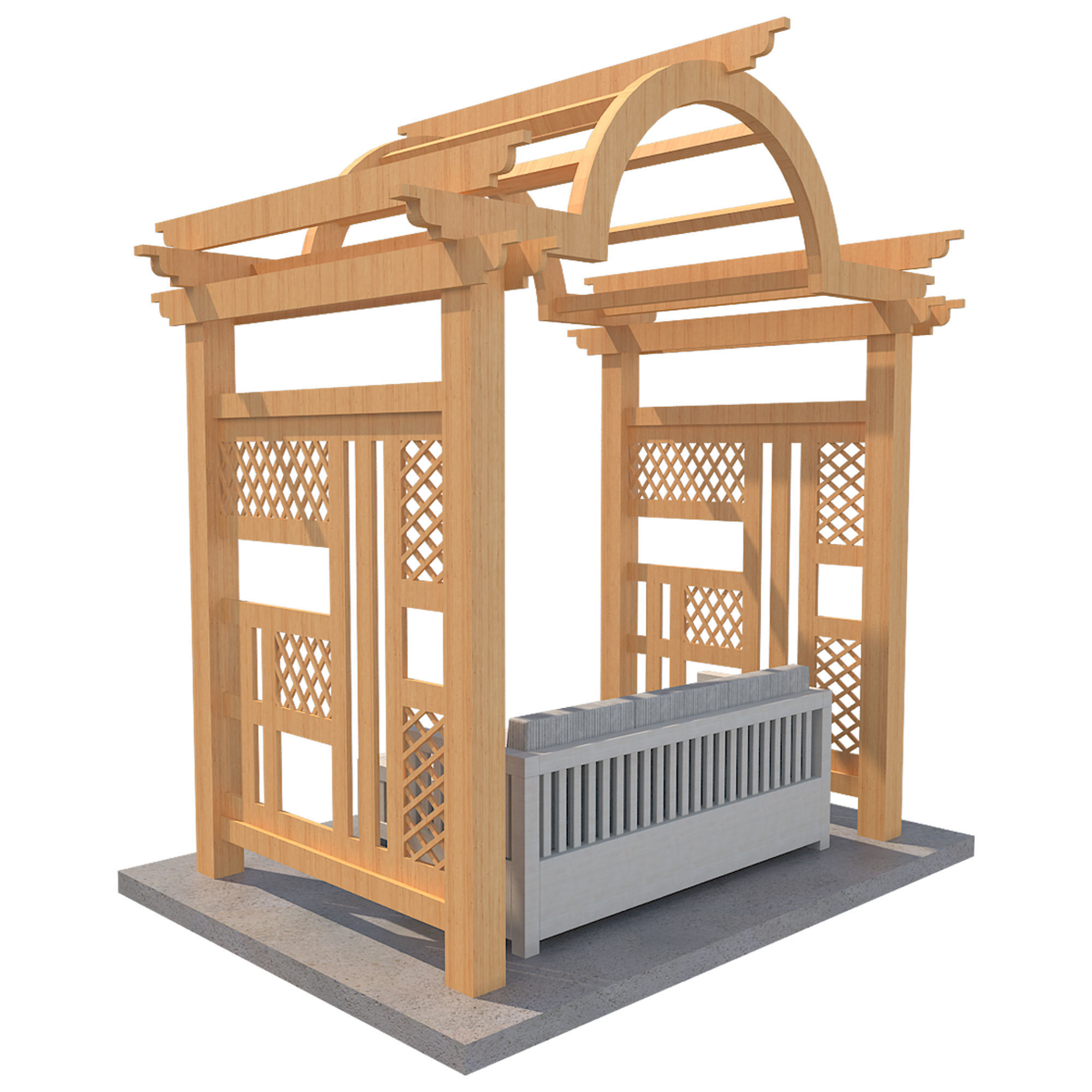 Pergola 7  Low-poly 3D model_2