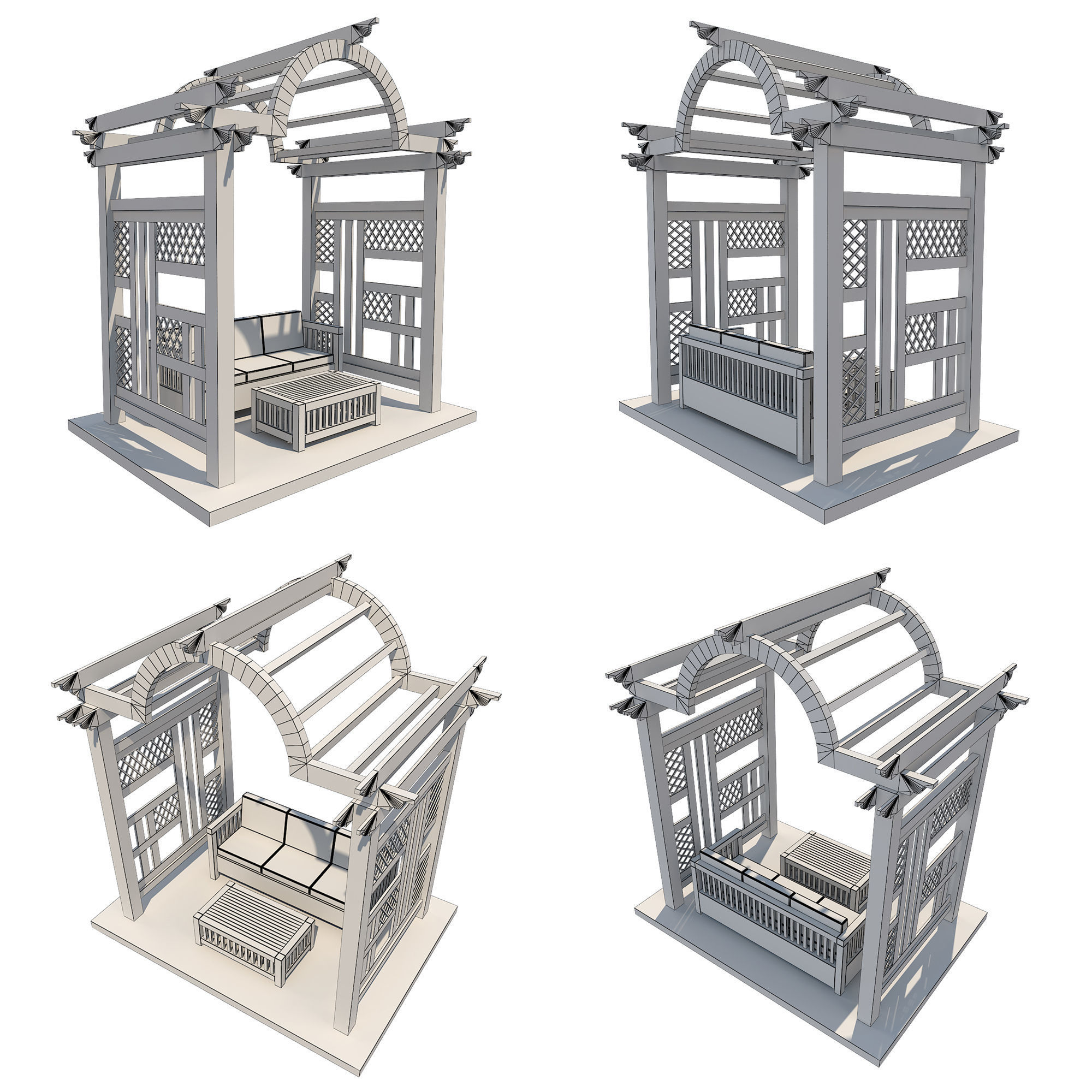 Pergola 7  Low-poly 3D model_13