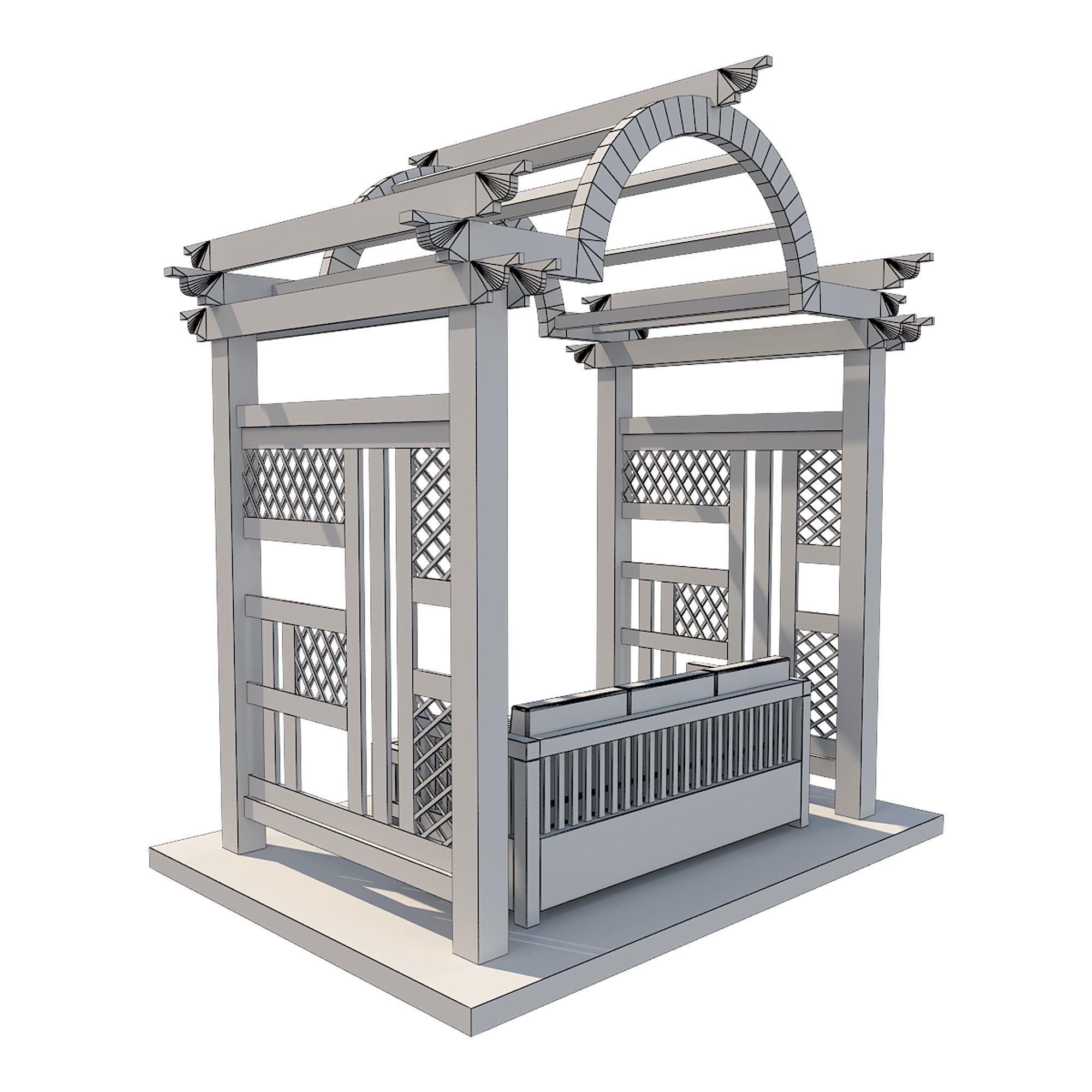 Pergola 7  Low-poly 3D model_10