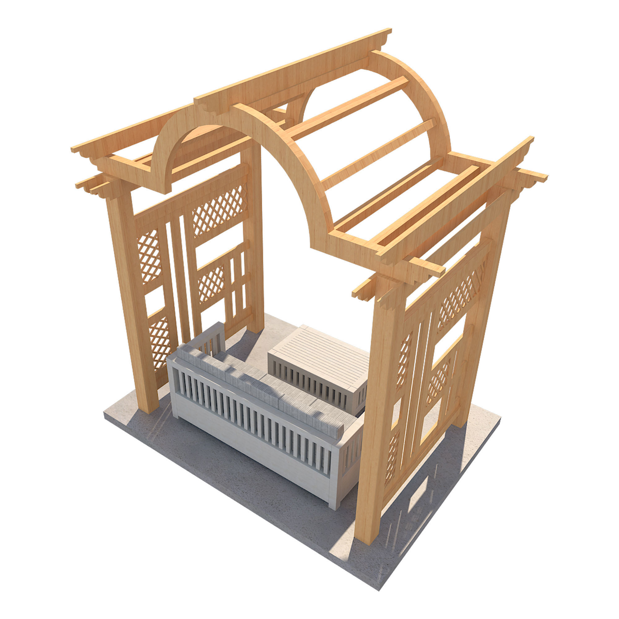 Pergola 7  Low-poly 3D model_4