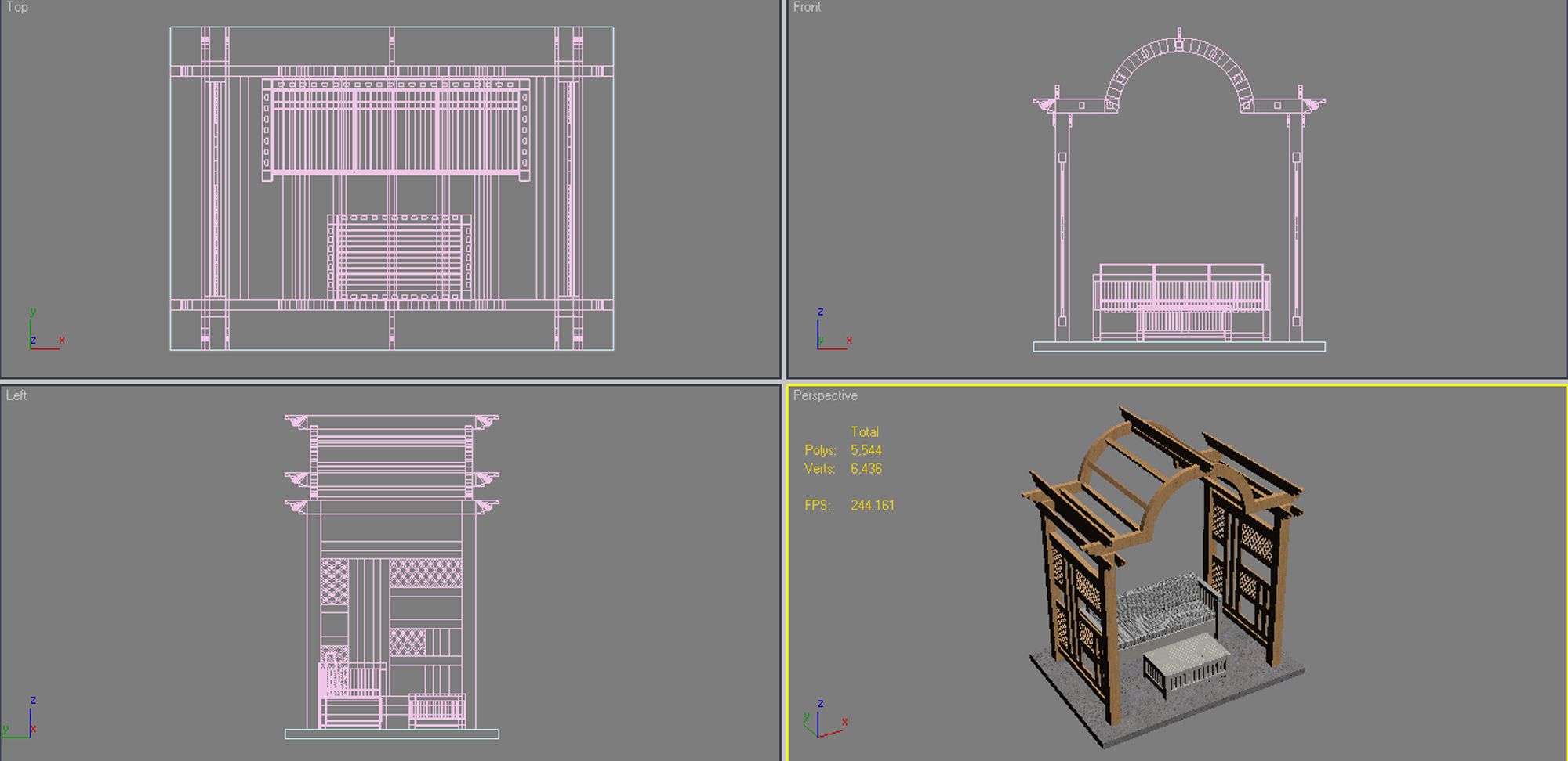 Pergola 7  Low-poly 3D model_15