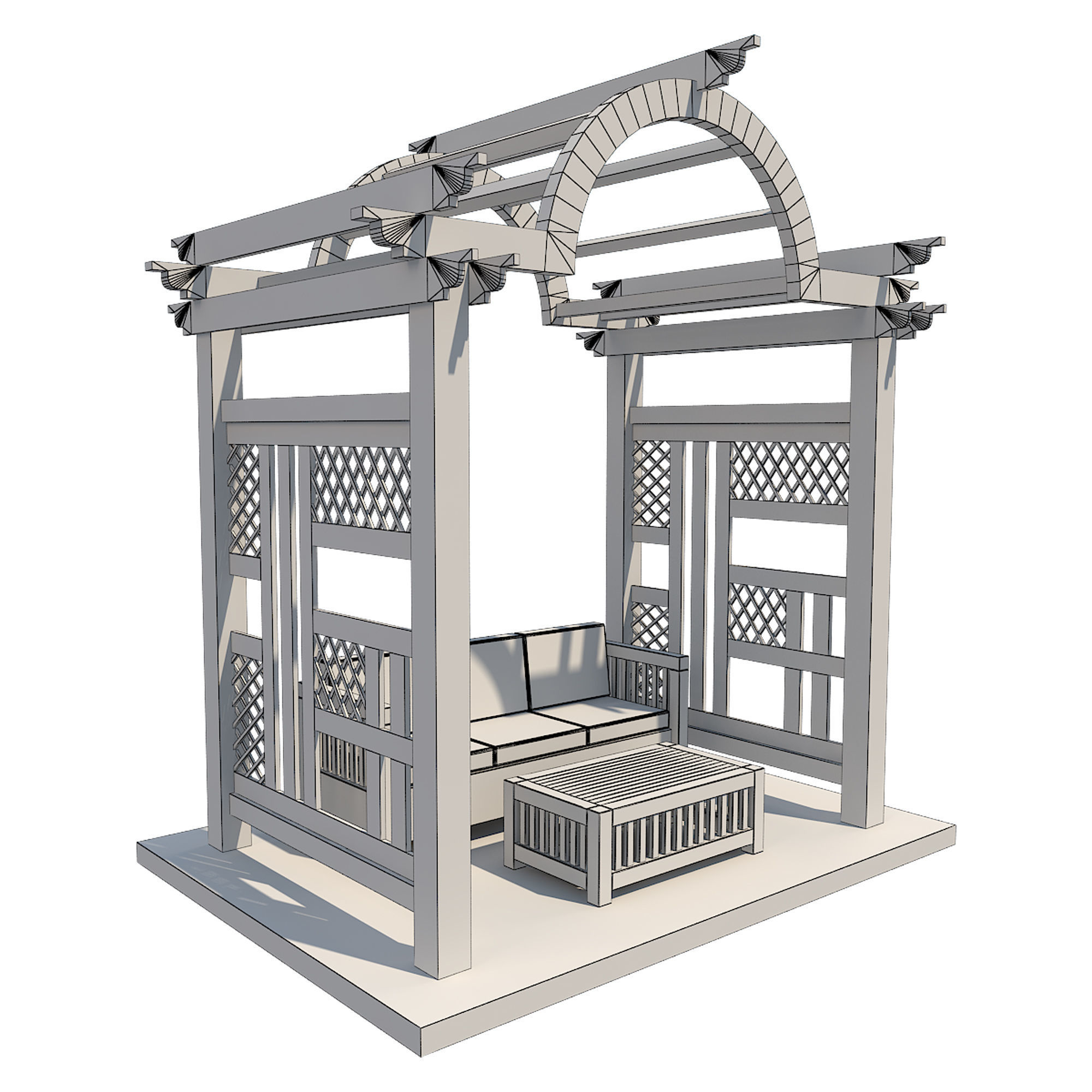 Pergola 7  Low-poly 3D model_7