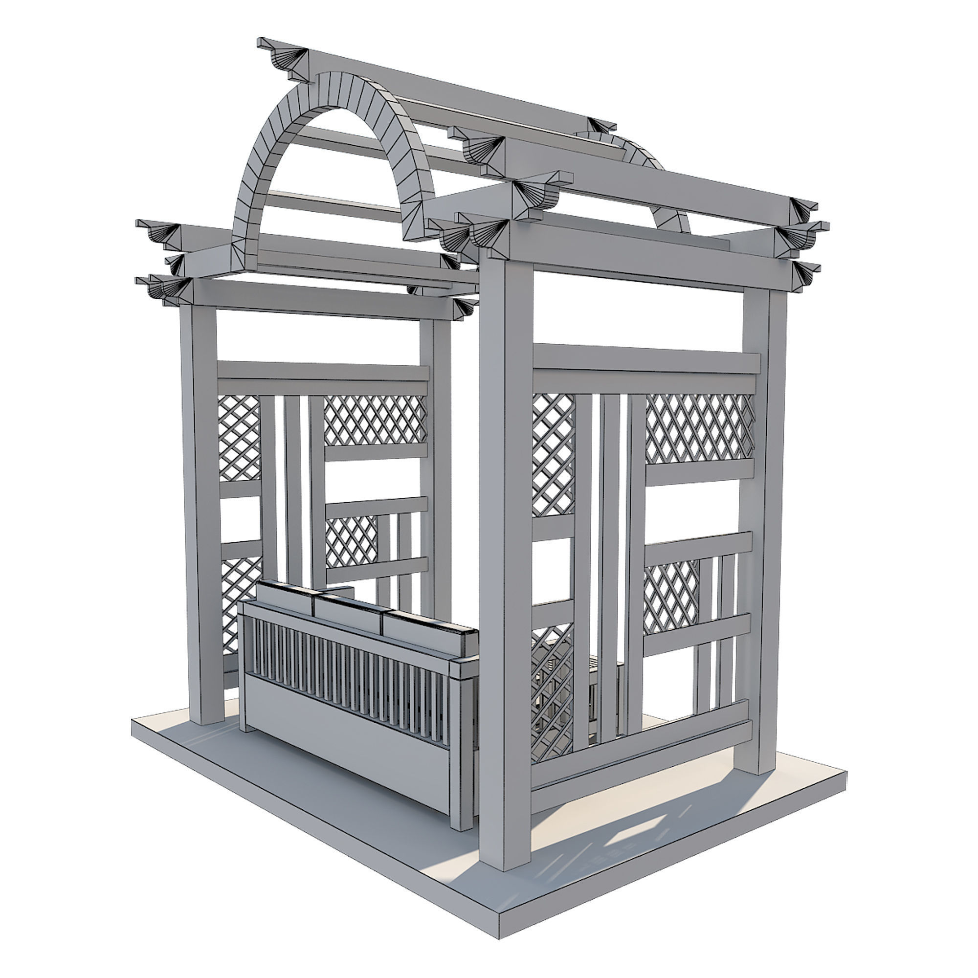 Pergola 7  Low-poly 3D model_8