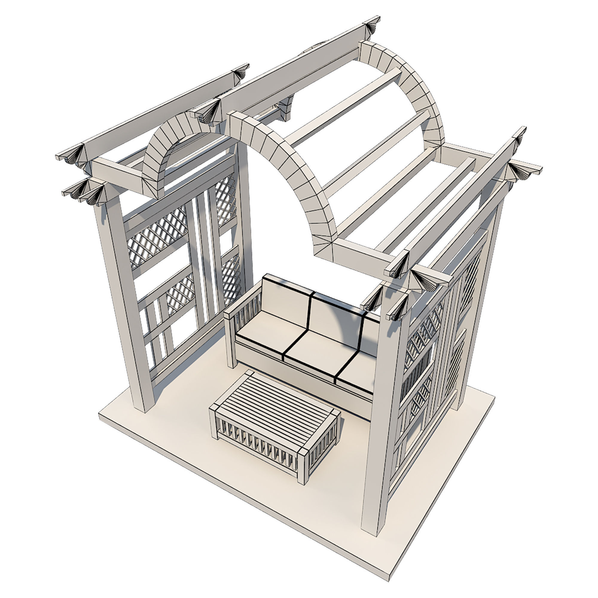 Pergola 7  Low-poly 3D model_9
