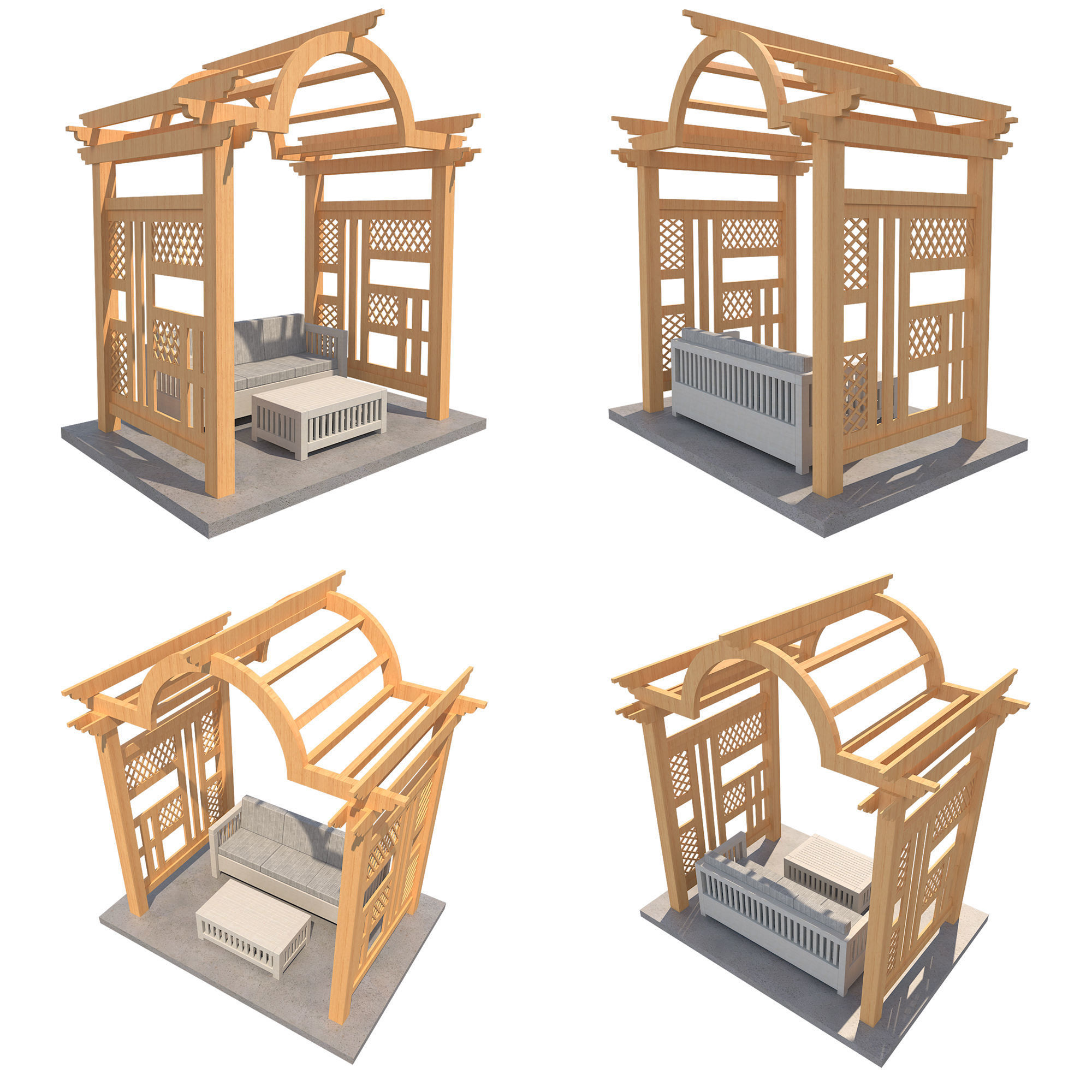 Pergola 7  Low-poly 3D model_5
