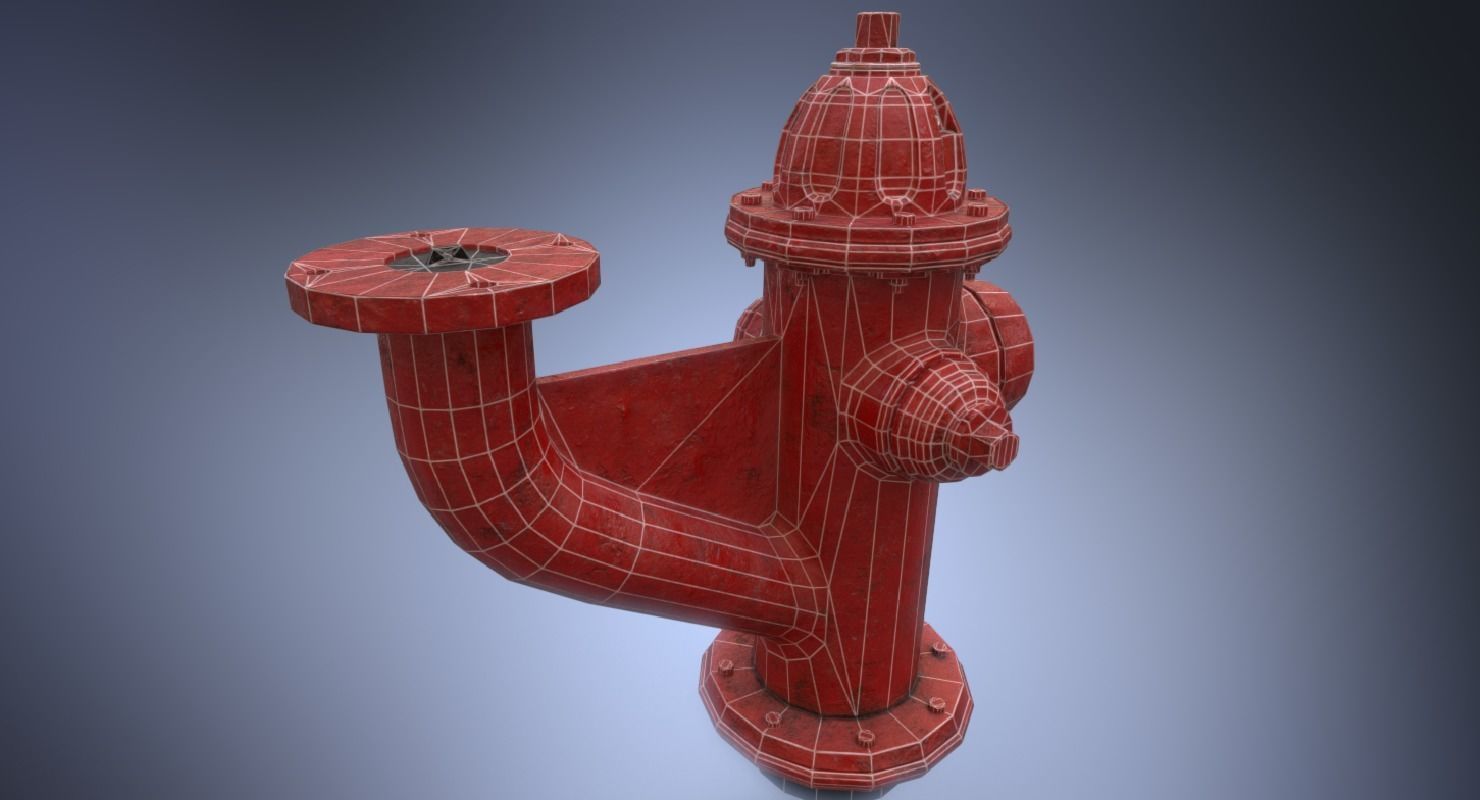Fire hydrant monitor nozzle Low-poly 3D model_14