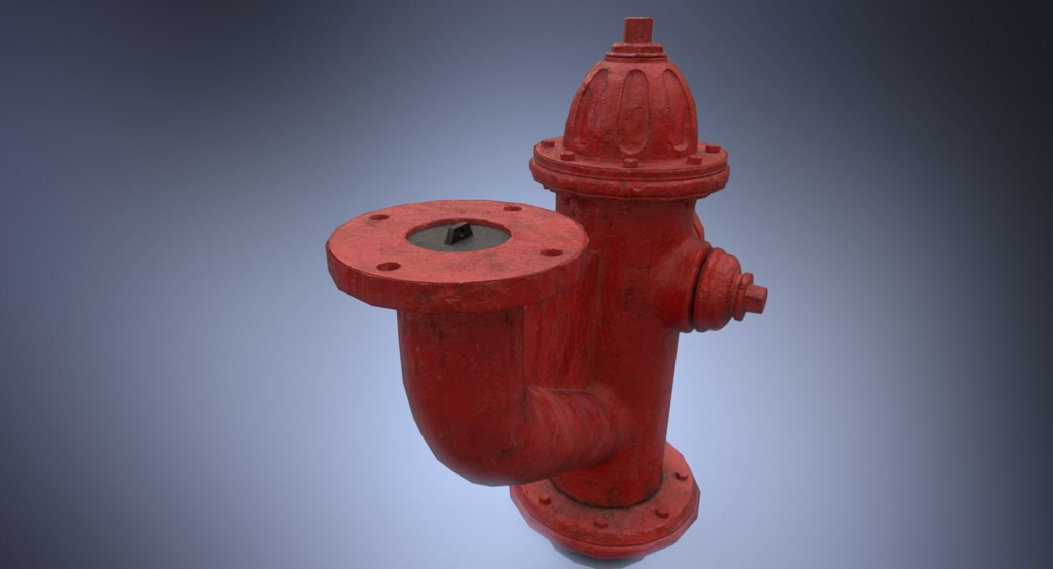 Fire hydrant monitor nozzle Low-poly 3D model_3