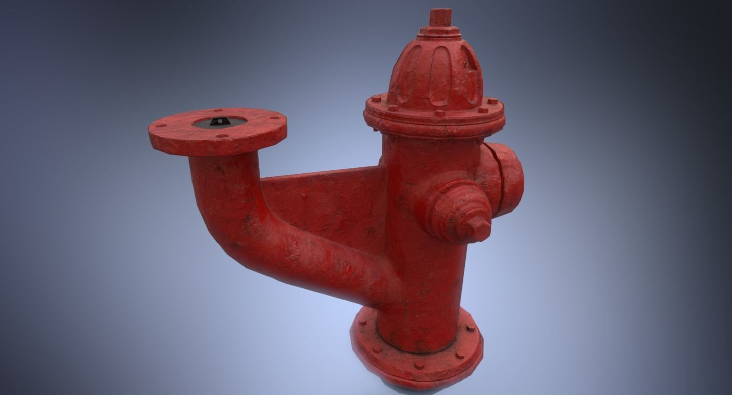 Fire hydrant monitor nozzle Low-poly 3D model_2