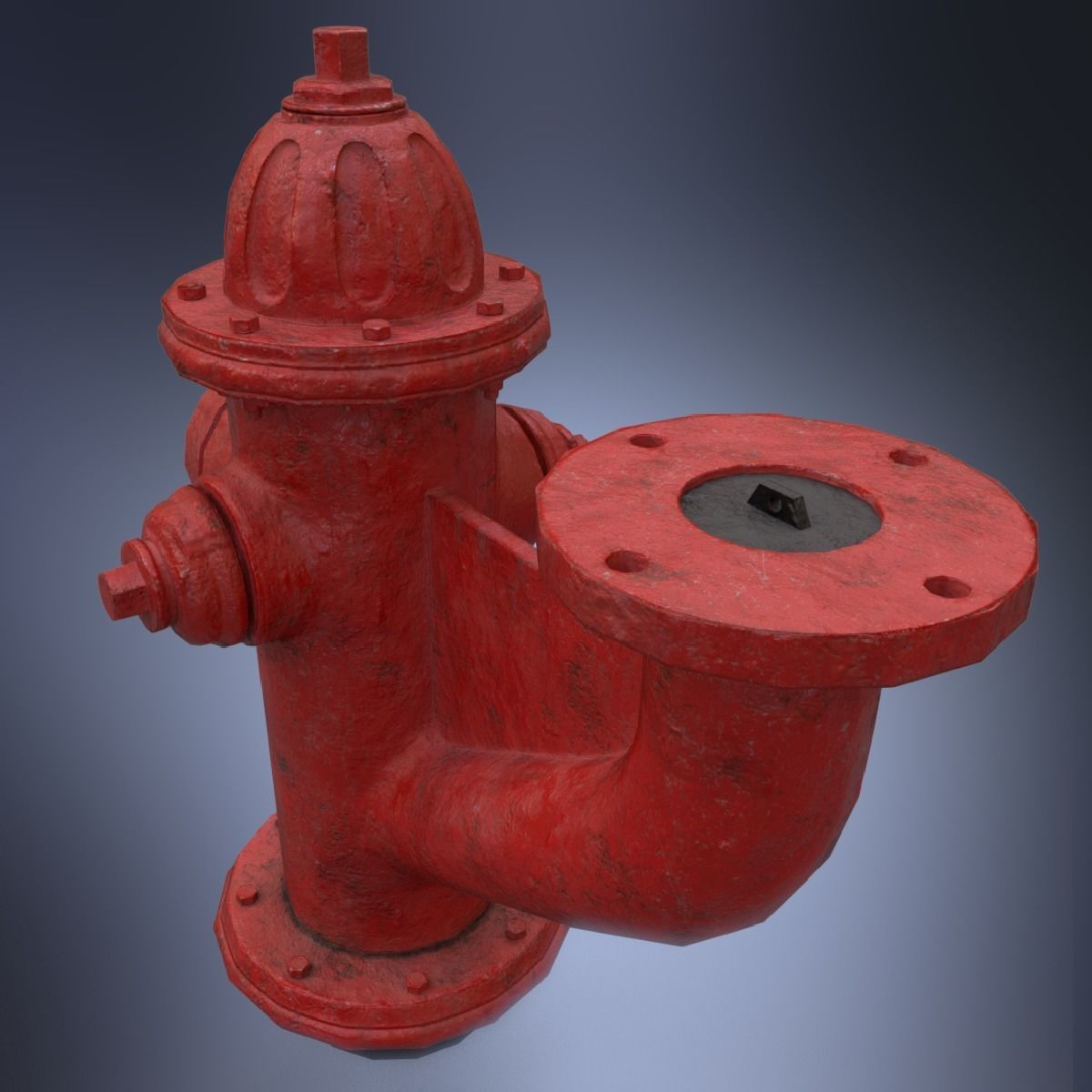 Fire hydrant monitor nozzle Low-poly 3D model_0