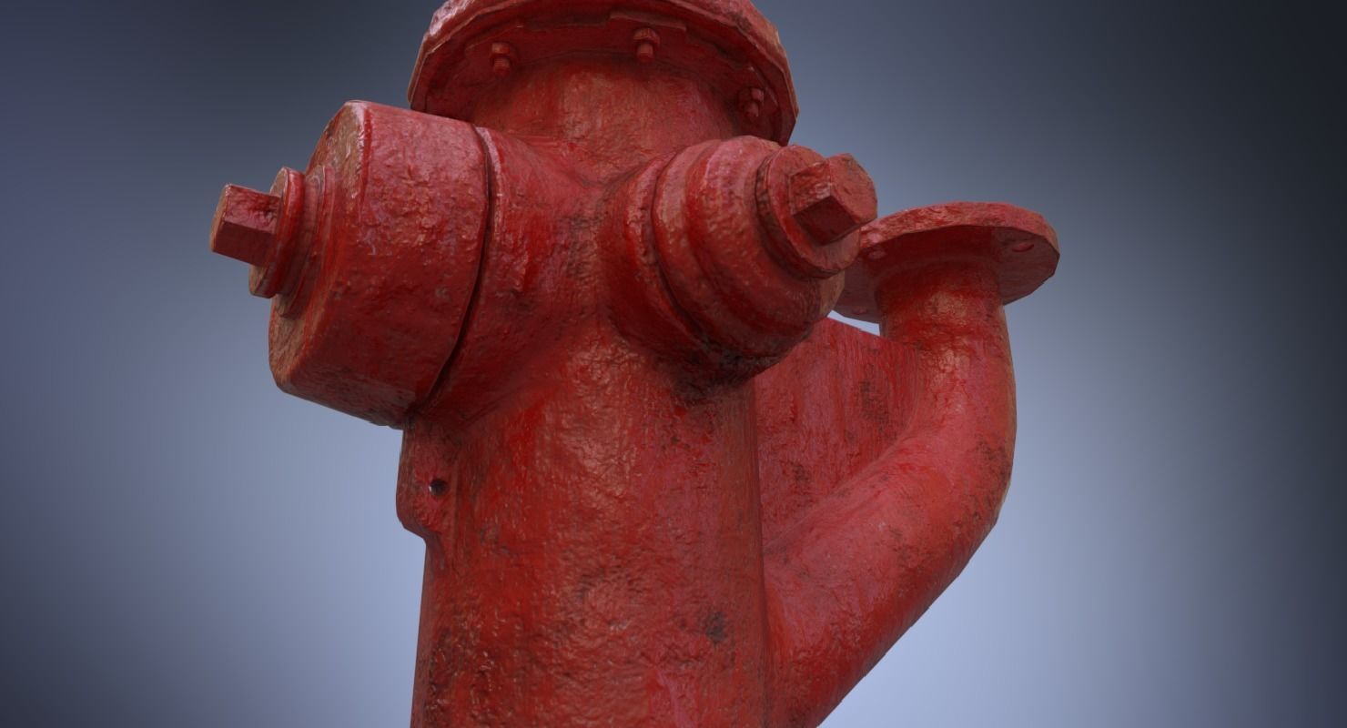 Fire hydrant monitor nozzle Low-poly 3D model_9