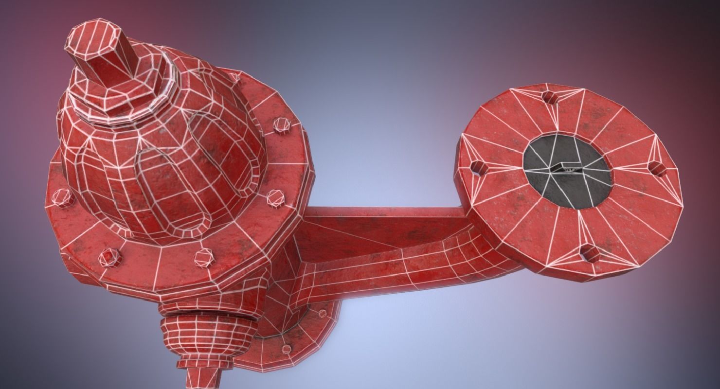 Fire hydrant monitor nozzle Low-poly 3D model_13