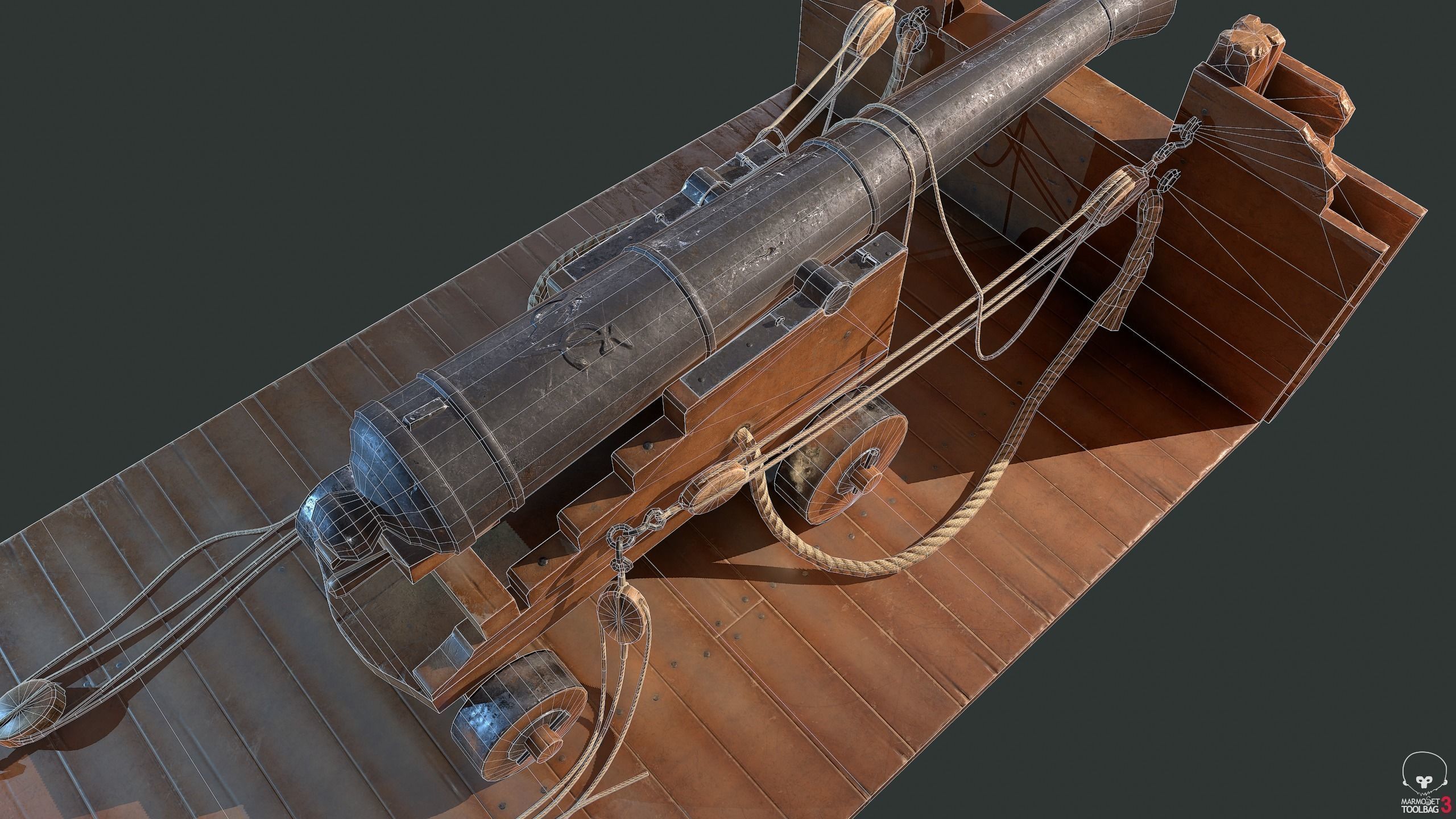 Ship cannon Low-poly 3D model_11