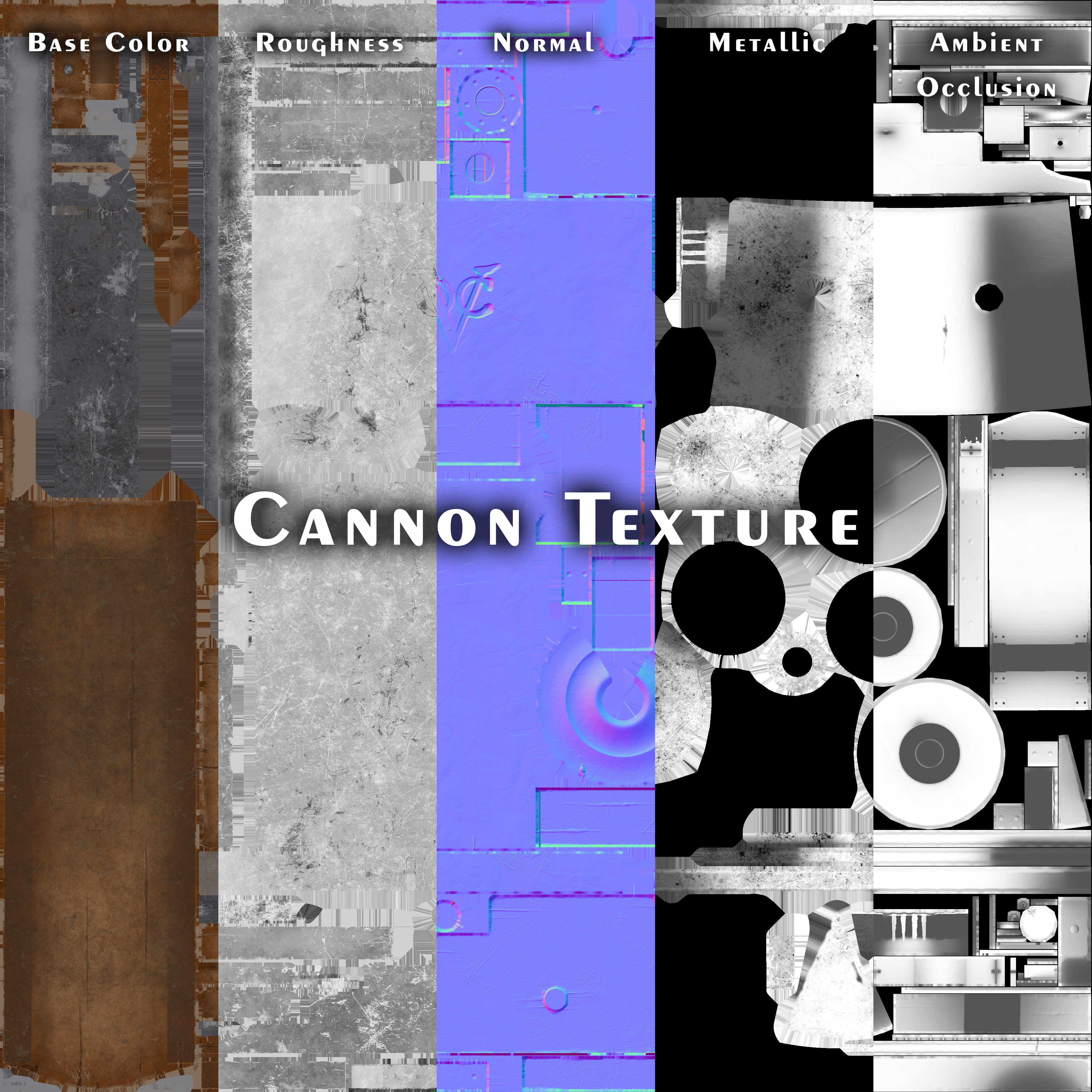 Ship cannon Low-poly 3D model_14