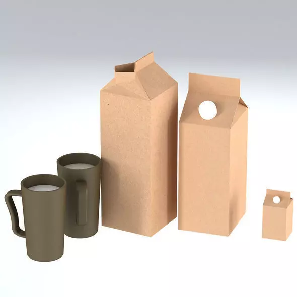 Milk carton Low-poly 3D model_0