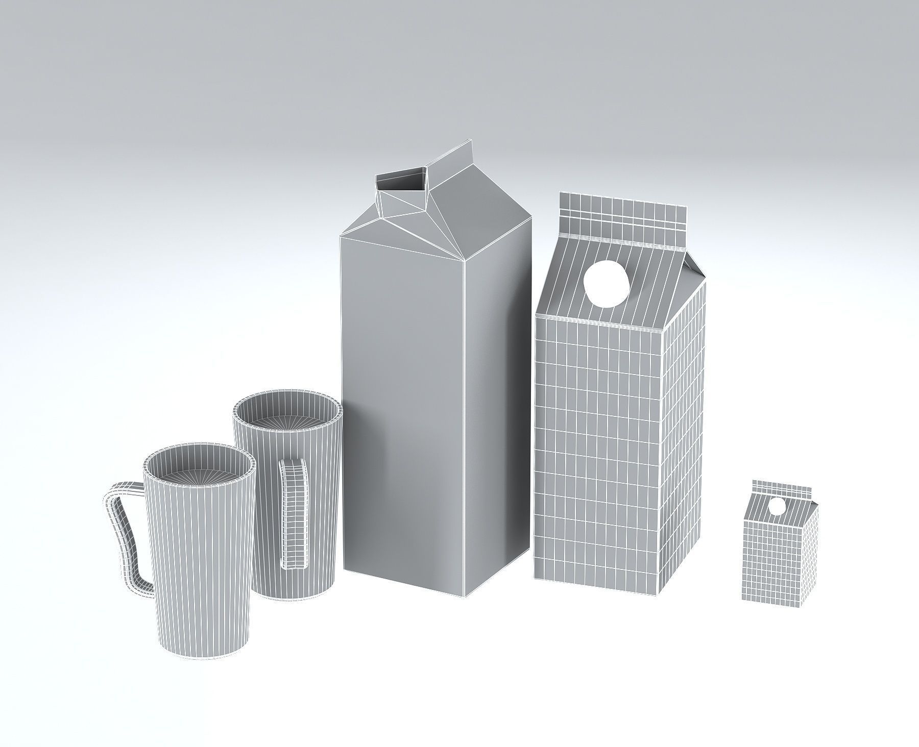 Milk carton Low-poly 3D model_1