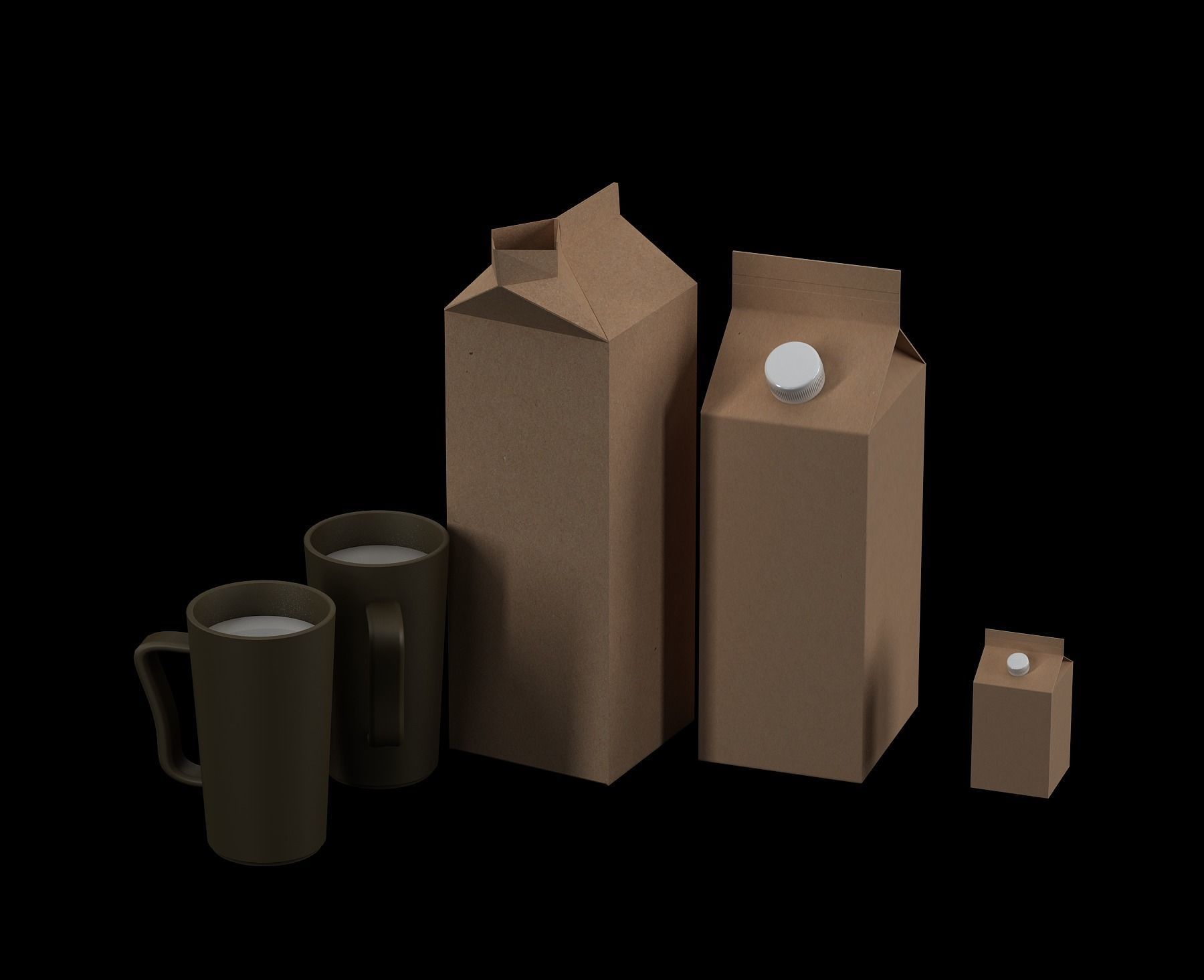 Milk carton Low-poly 3D model_2