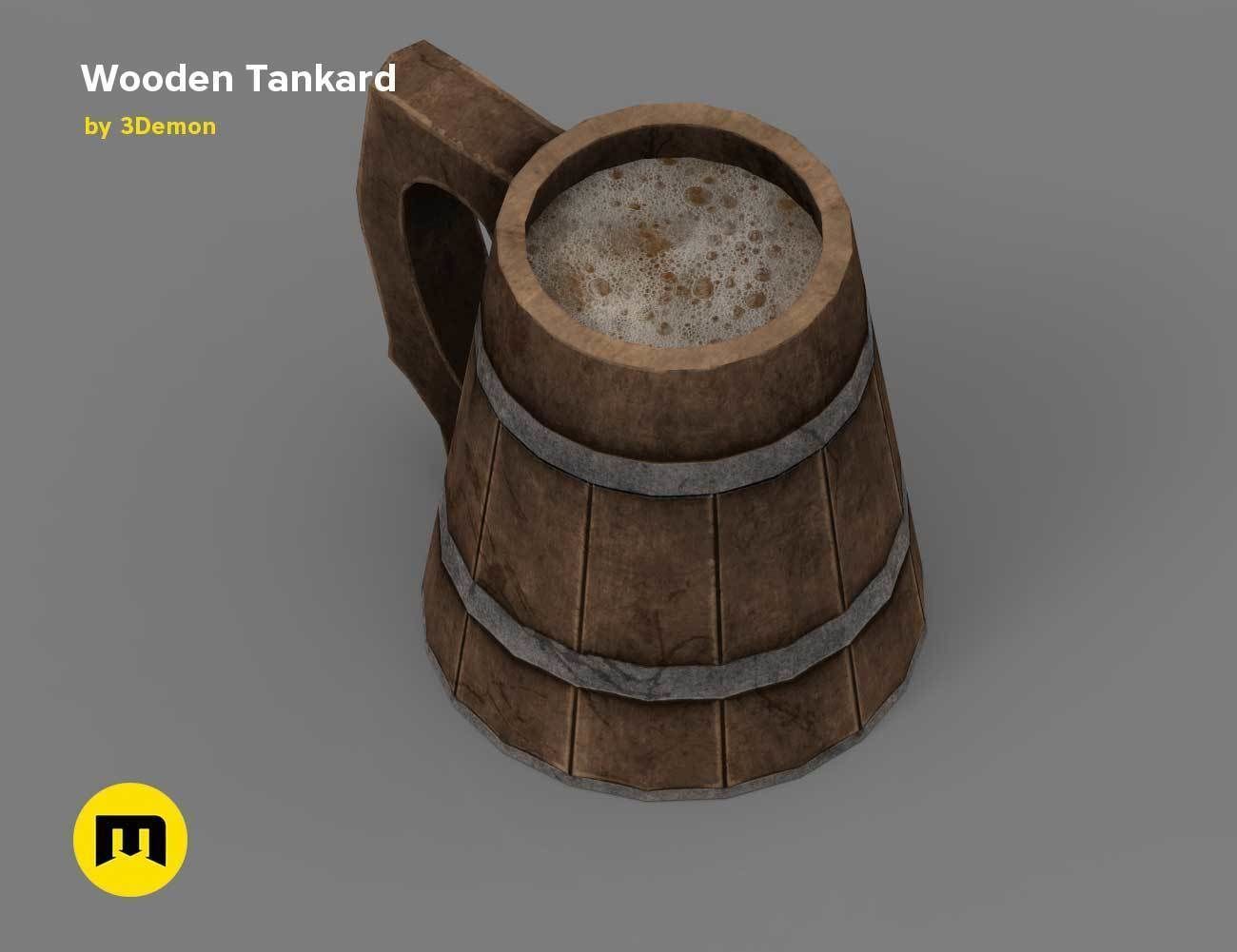 Wooden Historic Tankard Low-poly 3D model_5