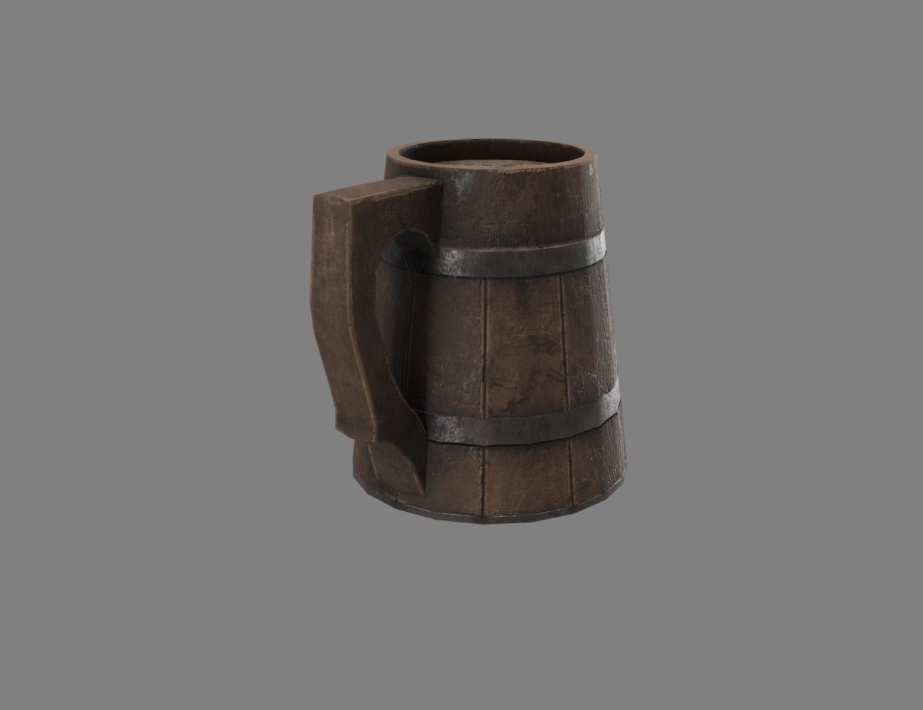Wooden Historic Tankard Low-poly 3D model_1