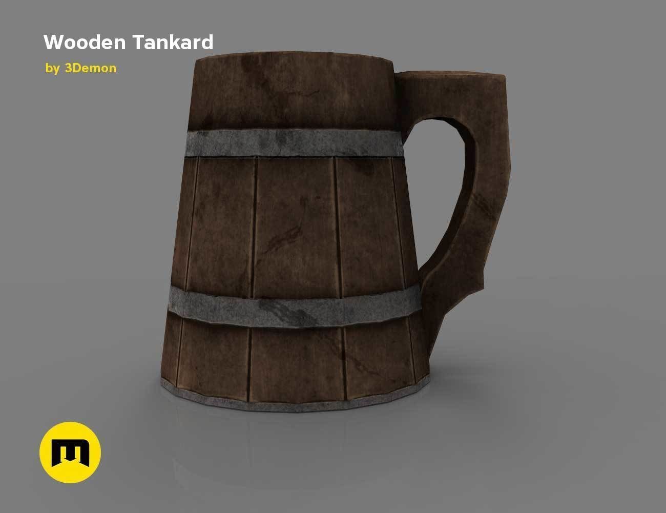 Wooden Historic Tankard Low-poly 3D model_4