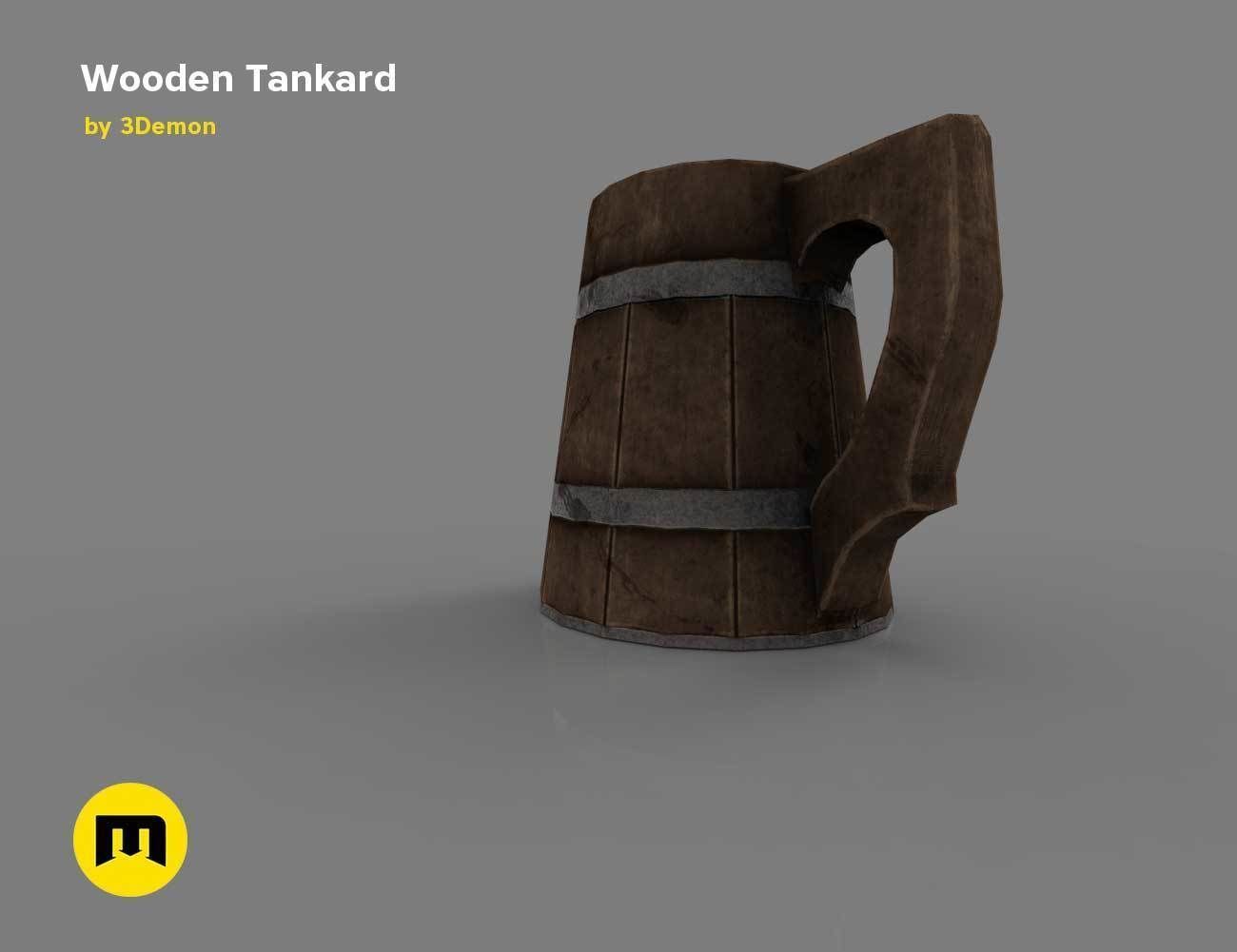 Wooden Historic Tankard Low-poly 3D model_10