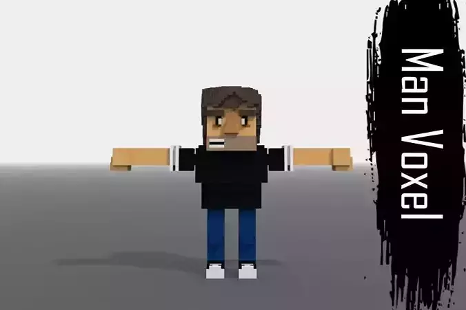 Voxel Man Low-poly 3D model