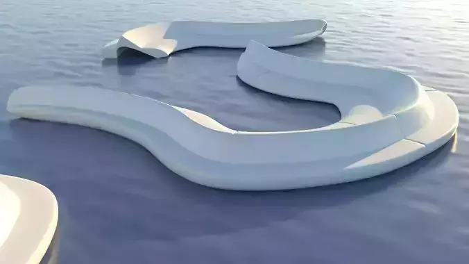 Organic and Futuristic Urban Furniture High Poly 