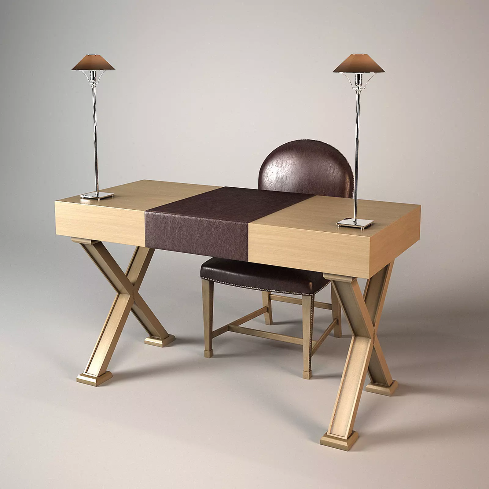 Chelini Desk and Chair 3D model_0