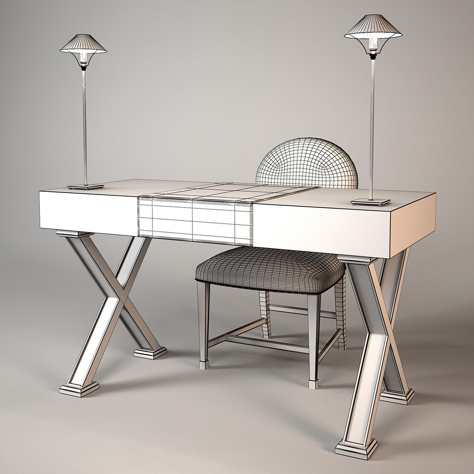 Chelini Desk and Chair 3D model_3