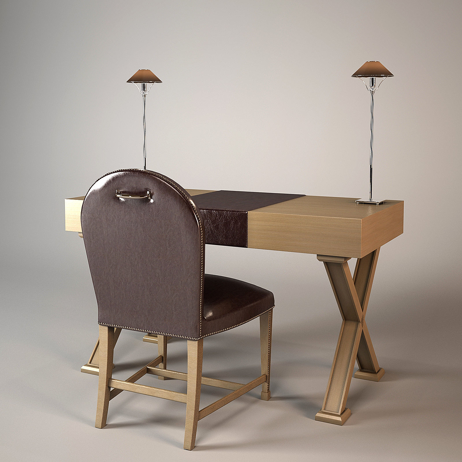 Chelini Desk and Chair 3D model_2