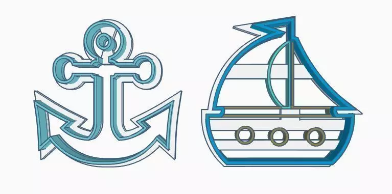 Anchor and Ship Cookie Cutter Set 3D print model