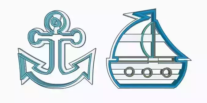 Anchor and Ship Cookie Cutter Set