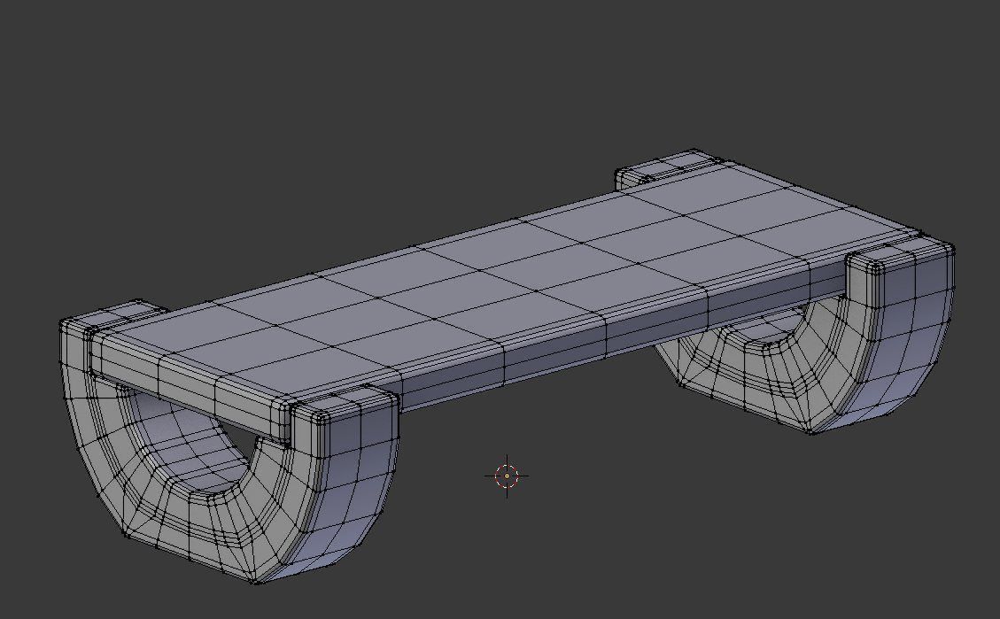 Cartoon wooden bench 5 Low-poly 3D model_1