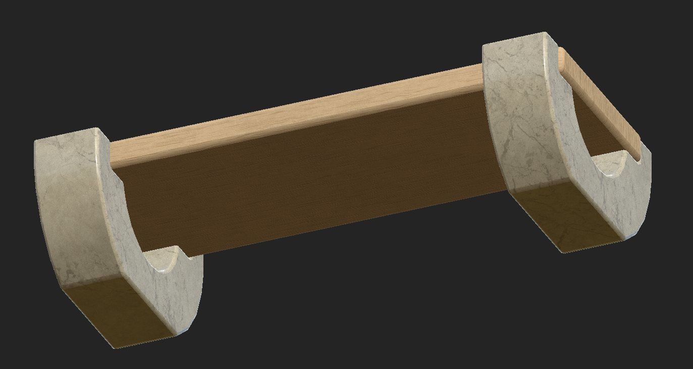 Cartoon wooden bench 5 Low-poly 3D model_2