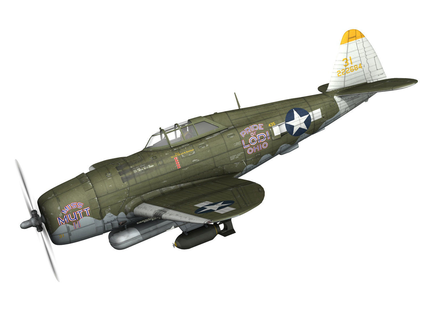 Republic P-47D Thunderbolt - Miss Mutt II 3D model_1