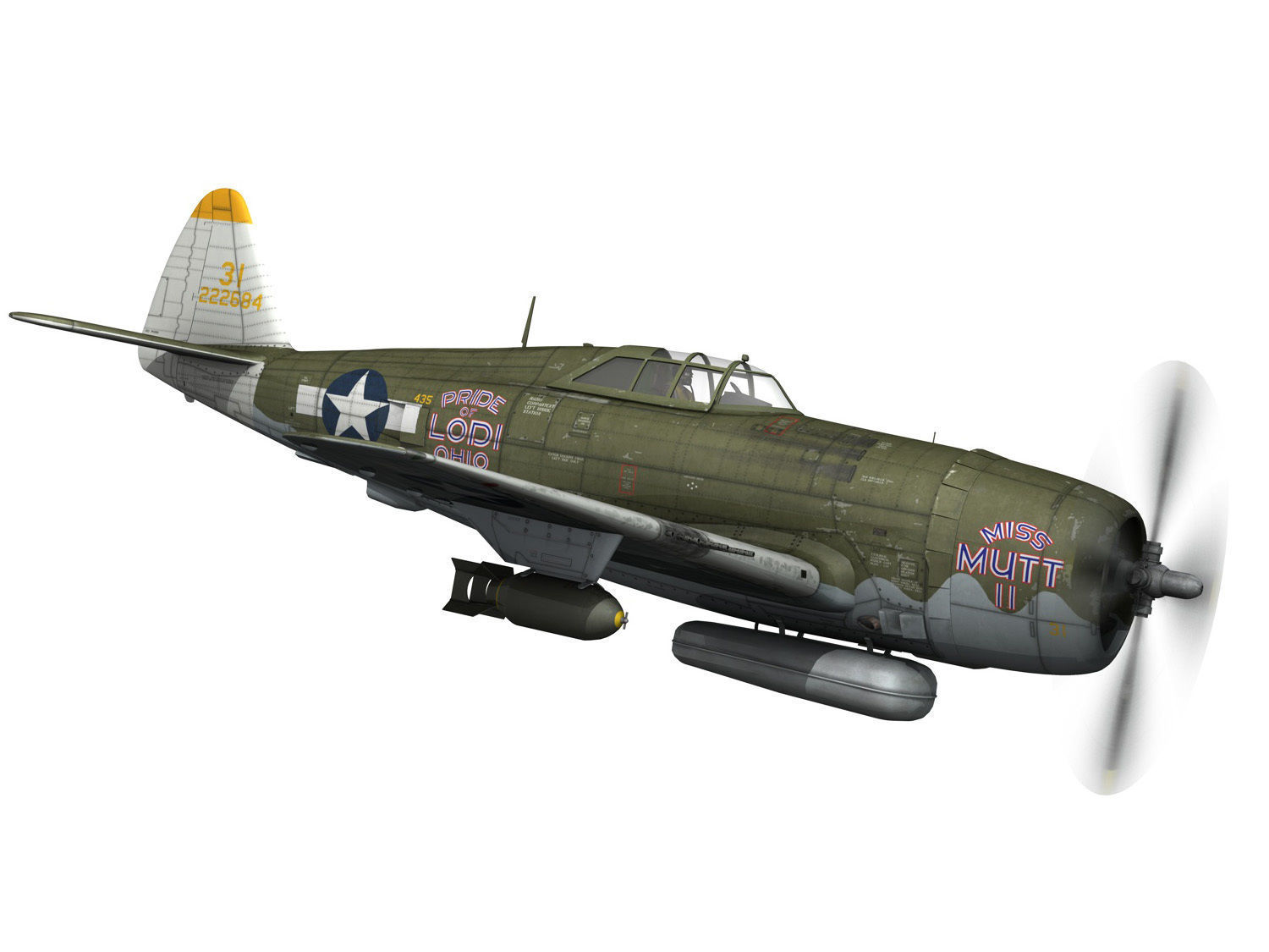 Republic P-47D Thunderbolt - Miss Mutt II 3D model_7