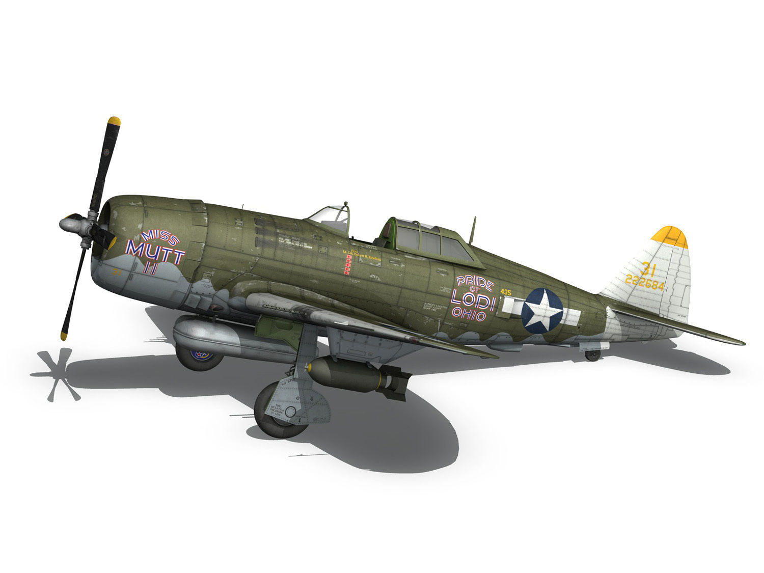 Republic P-47D Thunderbolt - Miss Mutt II 3D model_9