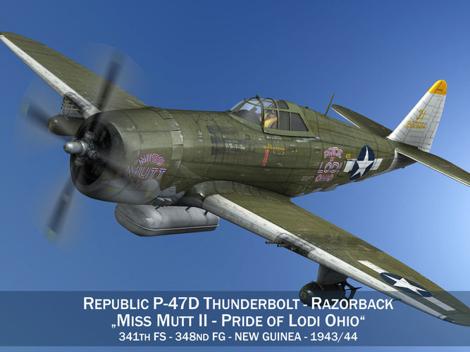 Republic P-47D Thunderbolt - Miss Mutt II 3D model