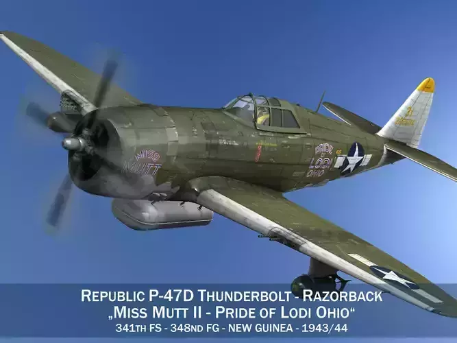 Republic P-47D Thunderbolt - Miss Mutt II 3D model