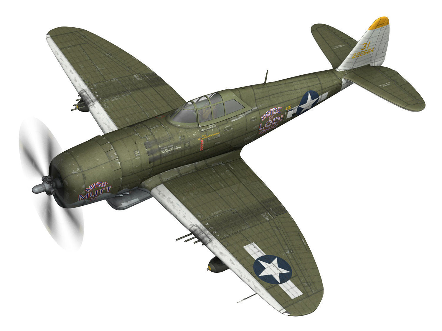 Republic P-47D Thunderbolt - Miss Mutt II 3D model_2