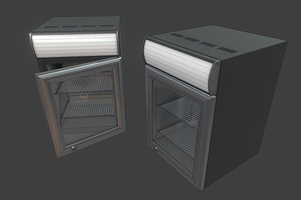 Small Fridge Low-poly 3D model_4