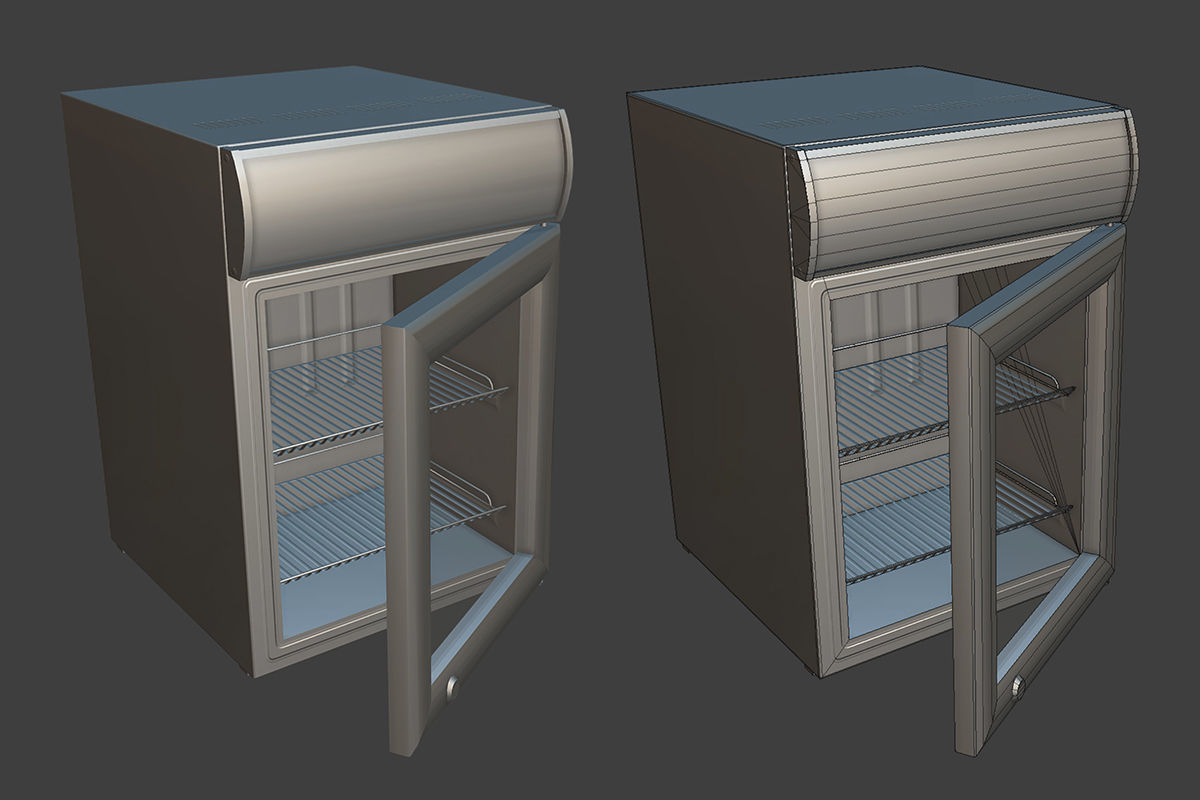 Small Fridge Low-poly 3D model_8