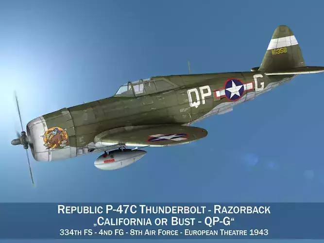 Republic P-47C Thunderbolt - California or Bust - QP-G