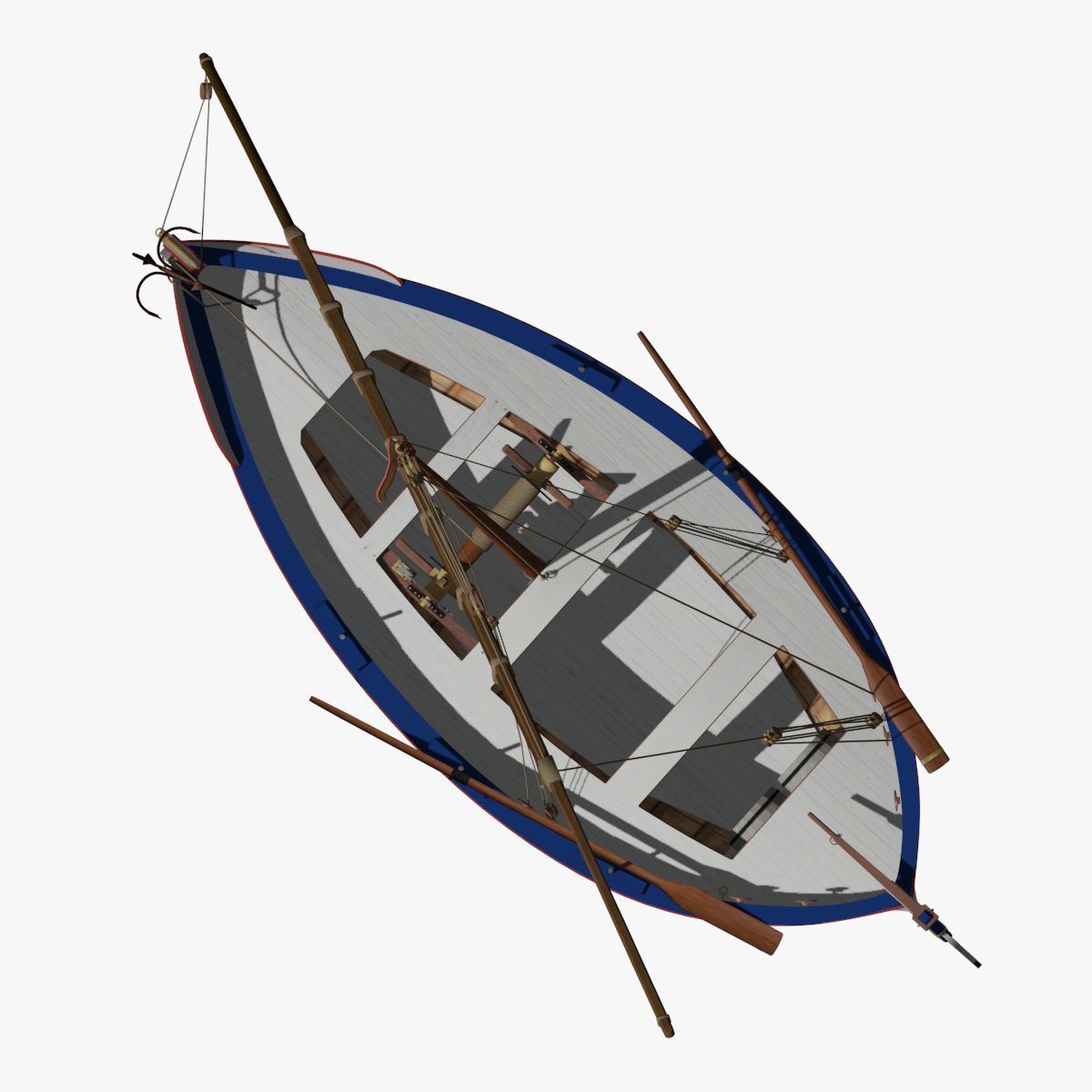 Shells Fishing Sailing Boat  Low-poly 3D model_7