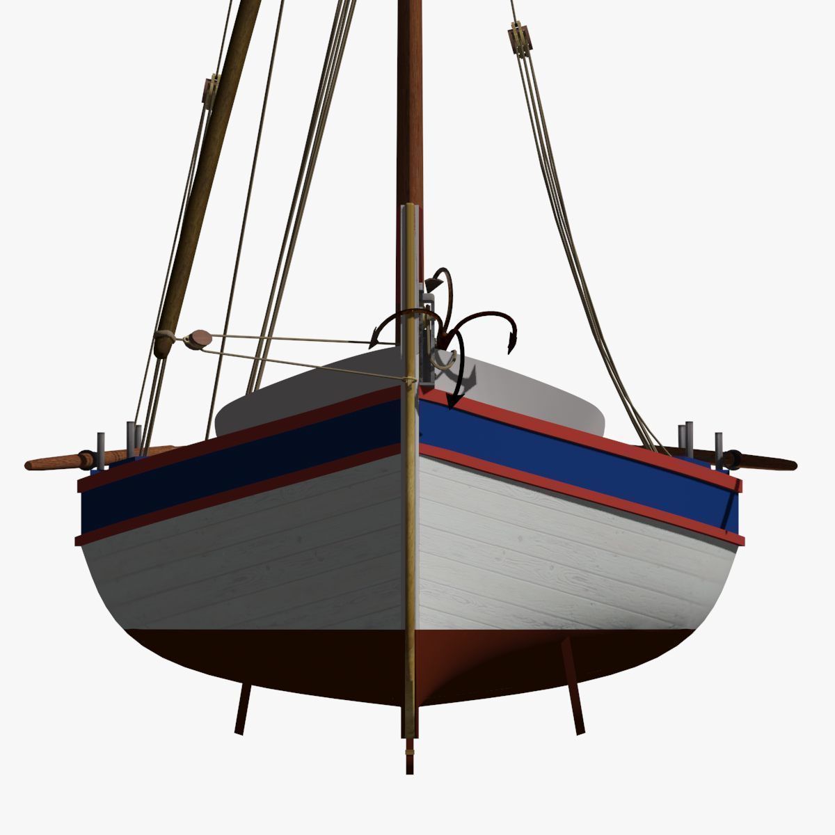 Shells Fishing Sailing Boat  Low-poly 3D model_8