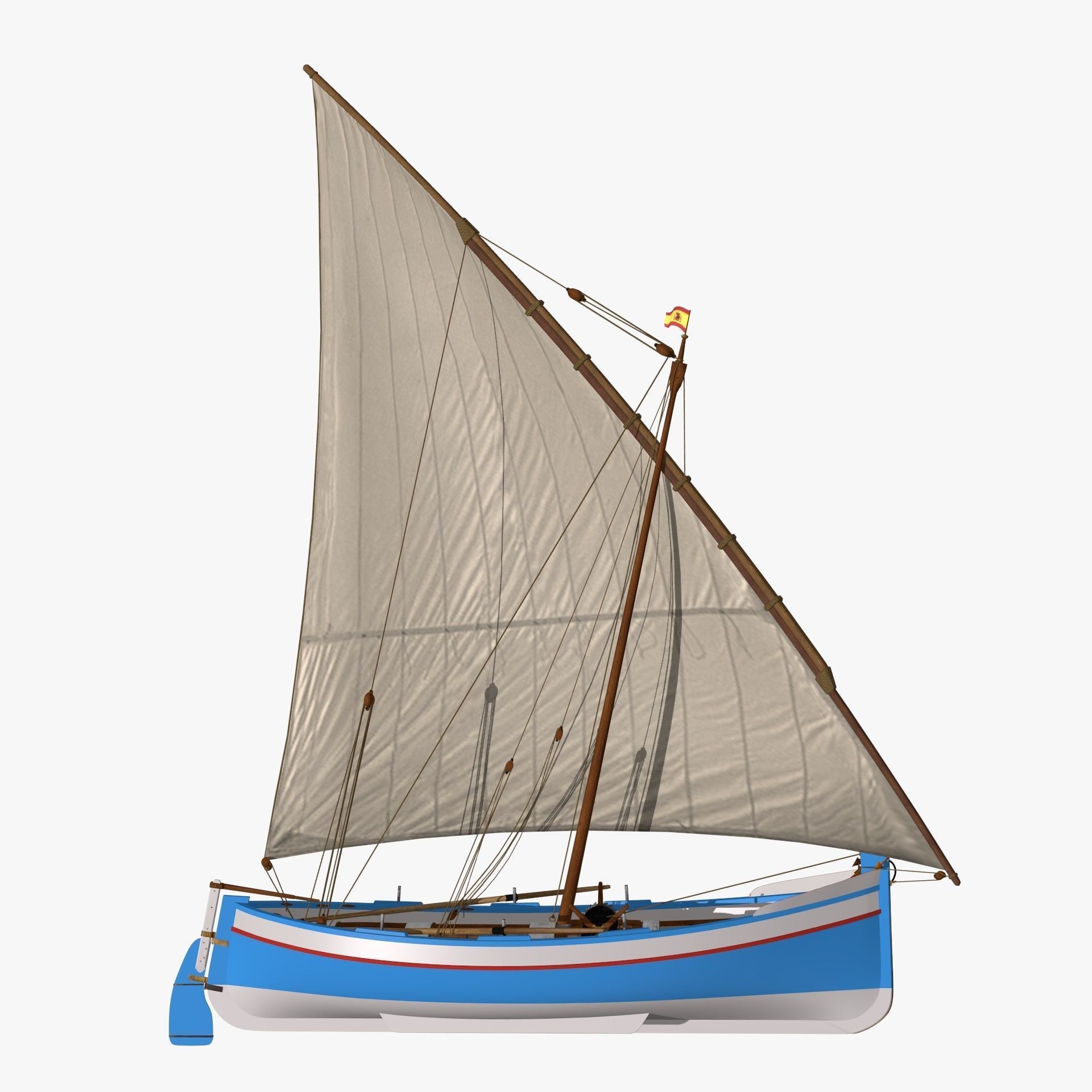 Shells Fishing Sailing Boat  Low-poly 3D model_25