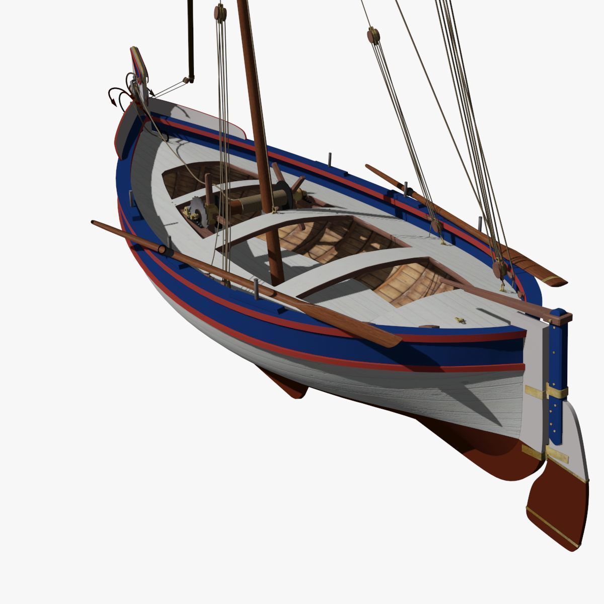 Shells Fishing Sailing Boat  Low-poly 3D model_23