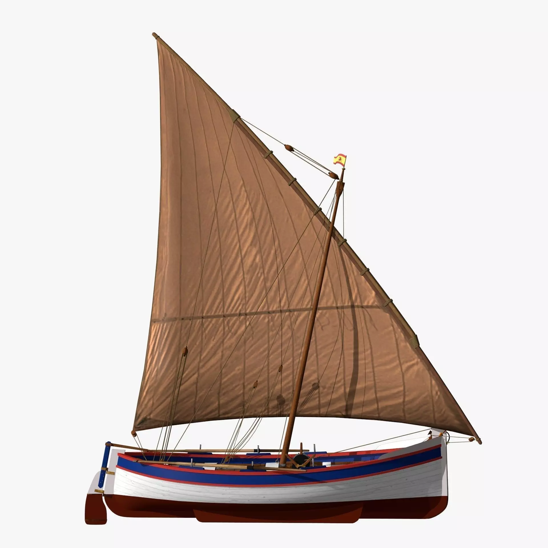 Shells Fishing Sailing Boat  Low-poly 3D model_0