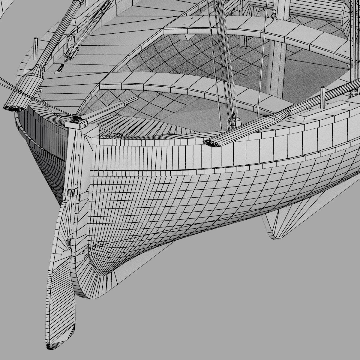 Shells Fishing Sailing Boat  Low-poly 3D model_11