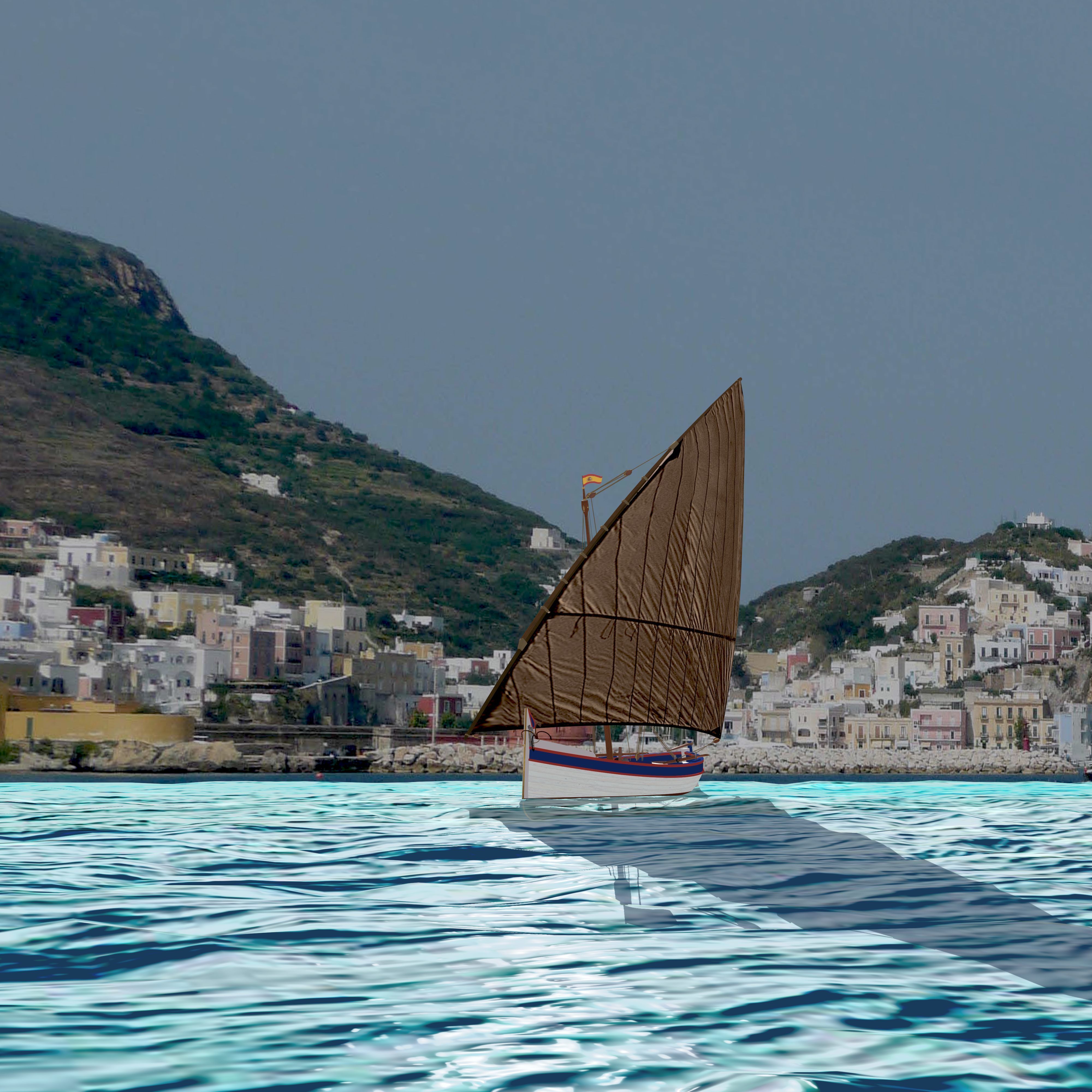 Shells Fishing Sailing Boat  Low-poly 3D model_17