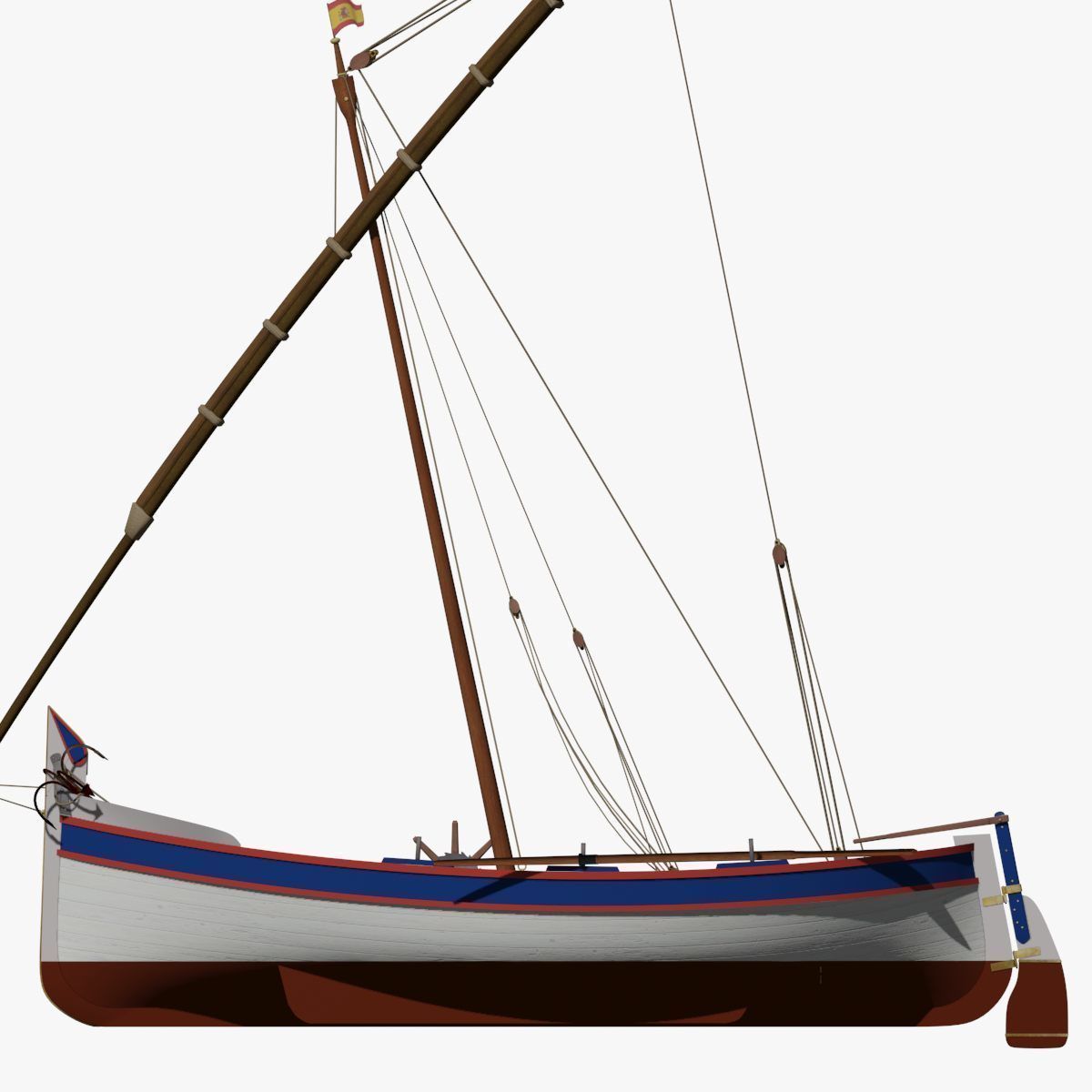 Shells Fishing Sailing Boat  Low-poly 3D model_4